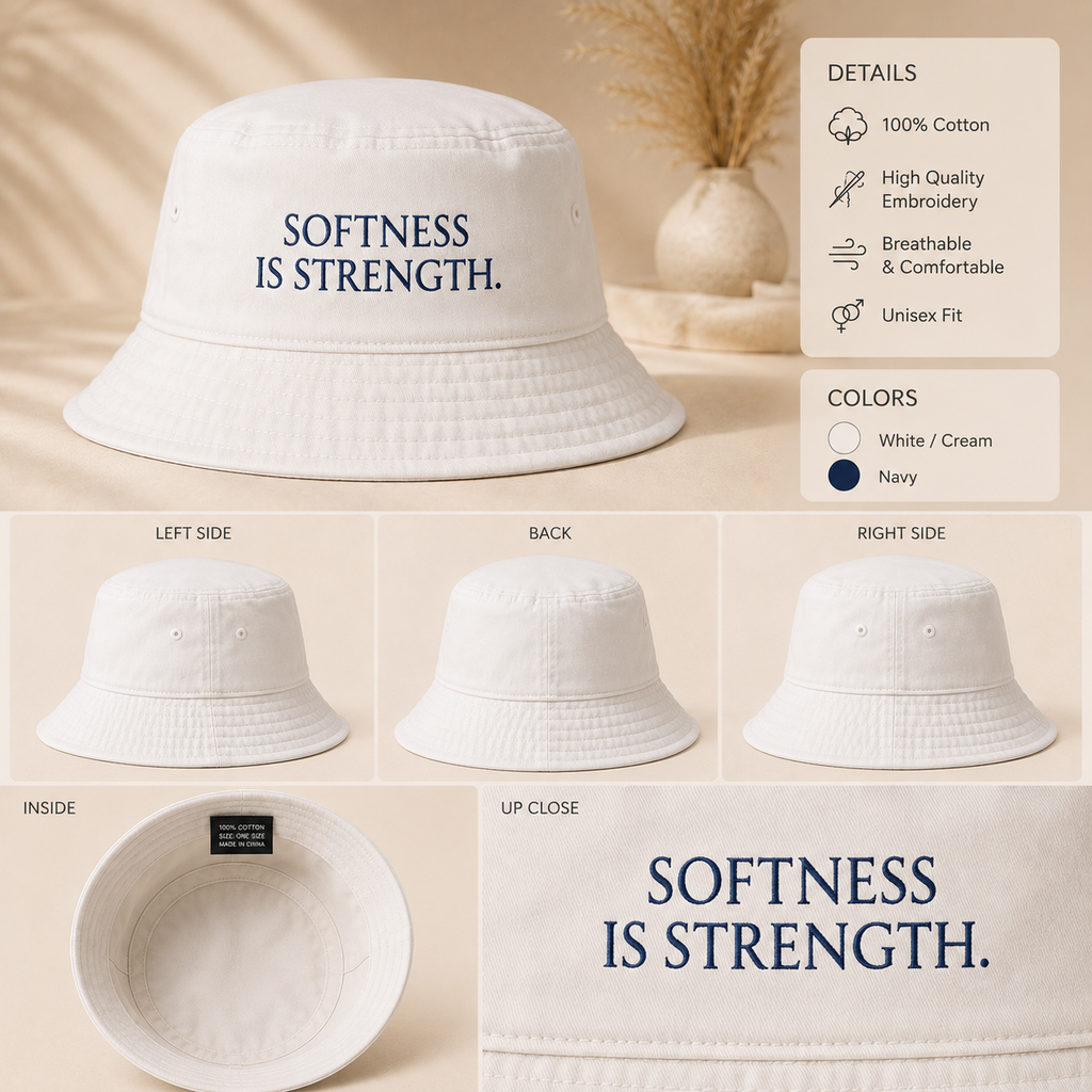 Softness is Strength Embroidered Bucket Hat